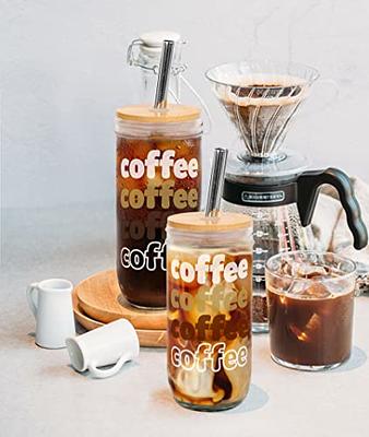 Moretoes 4pcs 24oz Glass Cups with Lids and Straws, Glass Iced Coffee Cups  Cute Travel Tumbler Cup, Drinking Glasses Set Reusable Boba Bottle for  Jumbo Smoothie, Bubble Tea, Cold Brew,Soda, Juice 