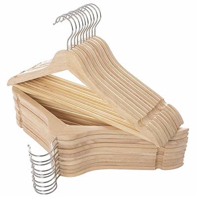 Quality Wooden Hangers - Slightly Curved Hanger Set - Solid Wood Coat  Hangers with Stylish Chrome Hooks - Heavy-Duty Clothes, Jacket, Shirt,  Pants