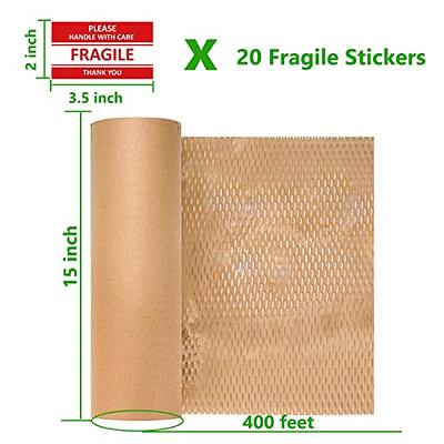 Honeycomb Packing Paper Wrap 15x400' Sustainable Alternative to Bubble  Cushioning Wrap Packing paper for Moving/shipping/packing Roll with 20  Fragile Sticker Biodegradable & Fully Recylable - Yahoo Shopping