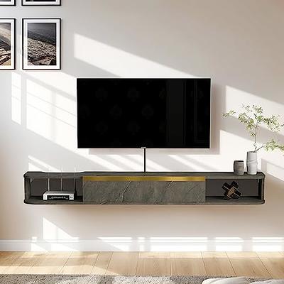 Pmnianhua Floating TV Shelf,47''Wall Mounted Floating TV Stand, Floating  Media Console,Wall TV Console,Under TV Entertainment Shelf with 2 Doors for