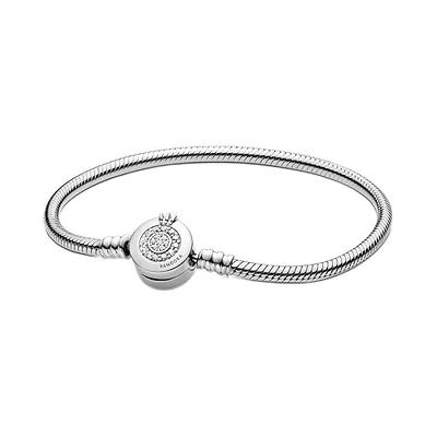  MULA 925 Sterling Silver Snake Chain Charm Bracelet