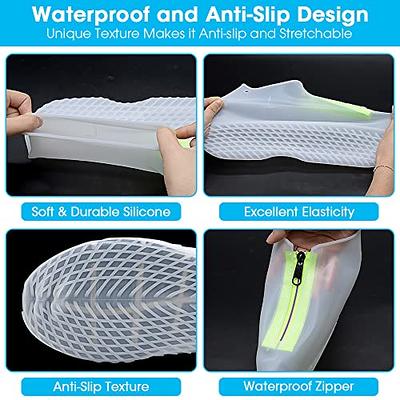 Silicone Shoe Cover Waterproof, Reusable Boot Shoes Covers with Zipper,Non  Slip Rain Snow Bowling Travel Indoor Outdoor Overshoe Rubber Protectors for