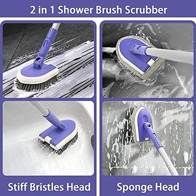 Shower Cleaning Brush, Shower Scrubber for Cleaning with Long Handle  Squeegee Brush Stiff Bristles Scrub Brush for Cleaning Bathtub Shower  Bathroom