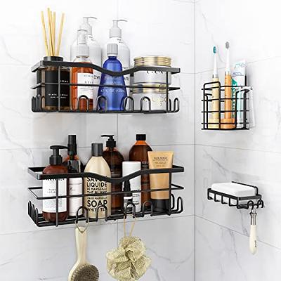 TOPCHASE Shower Caddy Shower Organizer, Adhesive Shower Shelves for Inside  Shower, 3 Pack Bathroom Shampoo Holder With Soap Dish, Hooks, Large Shower