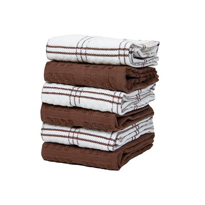 Sloppy Chef Premier Kitchen Towels (Pack of 6),15x25 in, Striped Popcorn  Pattern, Brown & White, Cotton - Yahoo Shopping