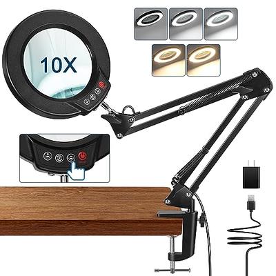 DODOING Magnifying Glass with Light, Lighted Magnifier with Stand and  Clamp, 5 Color Modes Stepless Dimmable, LED Desk Lamp Hands Free for Craft  Reading Painting Close Work 