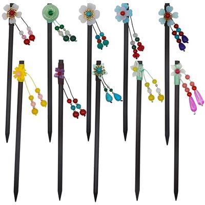 Chinese Japanese Hair Chopsticks Wooden Hair Pin Hair Sticks Flower Tassel  Women 