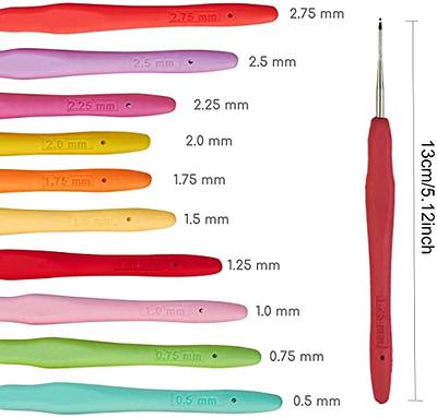 10 Small Sizes Crochet Hooks Set, 0.5mm - 2.75mm Ergonomic Soft Handle  Crochets with Portable Case - Perfect for Lacework