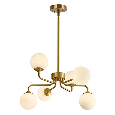 Zevni Zulema 4-Light 19.5-in Gold Art Glass Drum Pendant Light Modern/Contemporary LED Dry Rated Chandelier | L3V7JV3UW4841S98