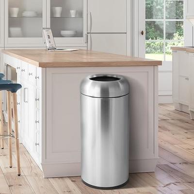 WICHEMI Trash Can Outdoor Indoor Garbage Enclosure, Commercial Trash Bin  with Lid Open Top Inside Cabinet Large Metal Garbage Can Stainless Steel