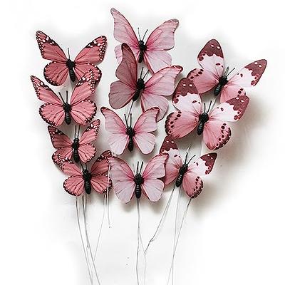 12 Pcs Artificial Butterfly Decorations, 2 Sizes Butterfly Decor for  Crafts, DIY 3D Unique Decorative Butterflies for Fake Flowers Easter Spring  Fall