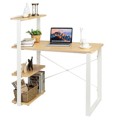 Costway 47.5'' Computer Desk Writing Desk Workstation w/ 4-Tier Shelves