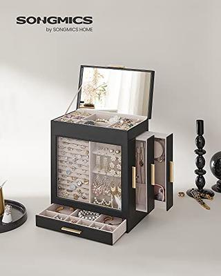 SONGMICS Jewelry Box with Glass Window, 5-Layer Jewelry Organizer with 3  Side Drawers, Jewelry Storage, with Big Mirror, Modern, 6.1 x 10.3 x 12.6  Inches, Ink Black and Metallic Gold UJBC162B02 - Yahoo Shopping