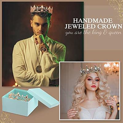 Mtlee 2 Pcs Prom King and Queen Crowns King Crowns for Men Royal