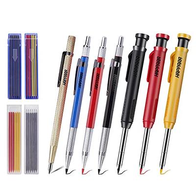 Hiboom Carpenter Pencils with Center Punch, Deep Hole Marking Pencile  Mechanical with Built-in Sharpener, Carbide Scribe Tool Woodworking Pencils  with