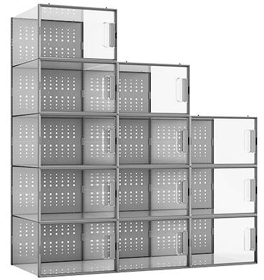 Extra Large Shoe Storage Box, Clear Plastic Stackable Shoe Organizer for  Closet 12 Pack, Shoe Containers Sneaker Storage Fit for Size 14 Black
