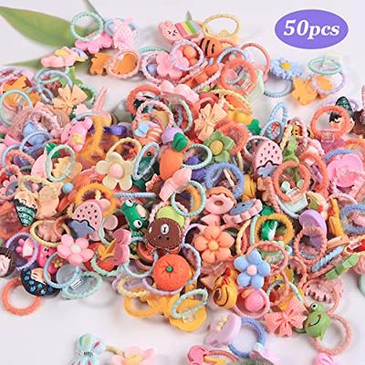 50pcs White Hair Ties Elastic Hair Bands Decorative Hair Accessories Set  Holiday Gift For Girls Kids