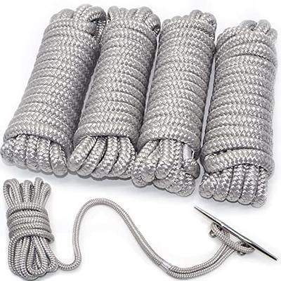 INNOCEDEAR Double Braided Nylon Anchor Rope(White Reflective, 3/8