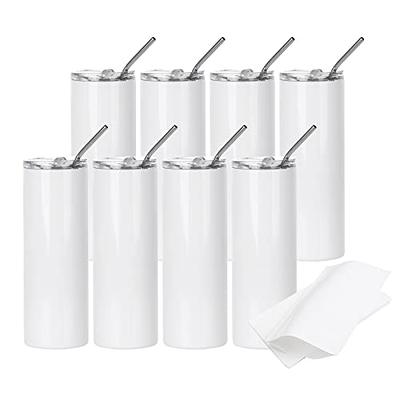 PYD Life 8 Pack 40 OZ Sublimation Tumblers with Handle and Straw Blanks  Bulk White with 10 PCS Shrink Wrap Films for Tumbler Heat Press 40 OZ
