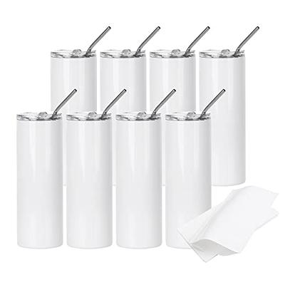 PYD Life 8 Pack Sublimation 40 oz Tumblers with Handle Blanks Bulk White Coffee Travel Mugs Cups with Lid and Stainless Straw for Tumbler Heat Press