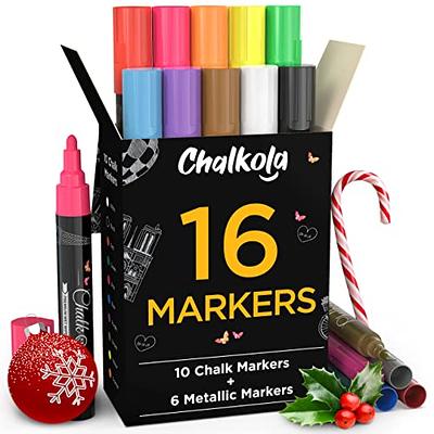 Chalkola 6 White Liquid Chalk Markers - White Dry Erase Liquid Chalk Pens  For Chalkboard Signs, Blackboard, Car Window, Glass, Bistro