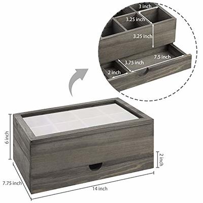 Gray Wood Tea and Condiment Organizer Storage Caddy with