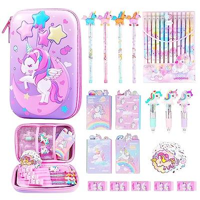 6in1 Unicorn Fluffy Multicolour Ballpoint Pen Kids Girls School Stationary  Gift