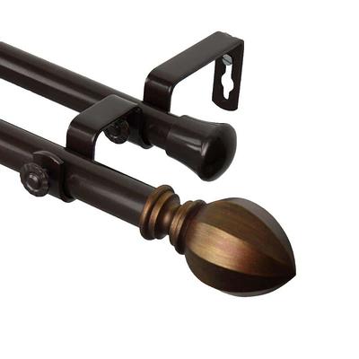 10 ft. Non-Telescoping 1-1/8 in. Single Curtain Rod with Rings in Oil  Rubbed Bronze with Linea Finial - Yahoo Shopping