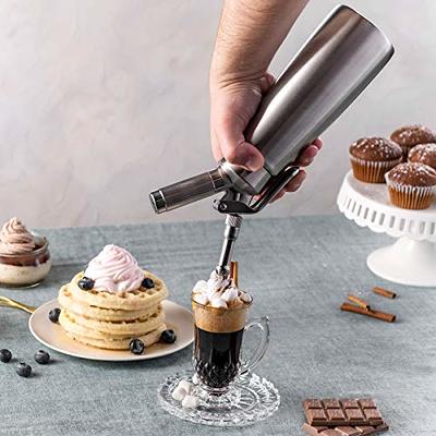 Professional Whipped Cream Dispenser, Durable Aluminum Cream Whipper, 1  Pint / 500 mL Homemade Cream Maker, With 3 Cooking Decoration Nozzles and