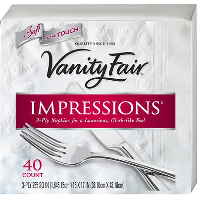 Vanity Fair Entertain Disposable Paper Napkins, White, 40 Count 