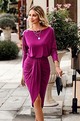 PRETTYGARDEN Women's Fall Off Shoulder Maxi Bodycon Dress Long Sleeve  Ruched Fitted Club Dresses with Slit