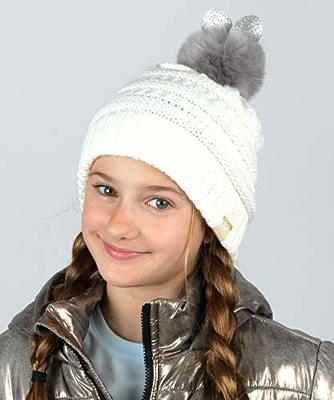 Livingston Women's Winter Soft Knit Beanie Hat with Faux Fur Pom