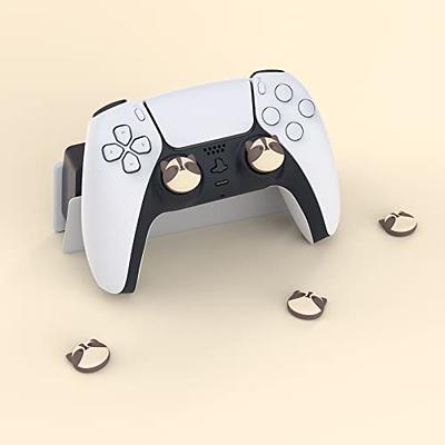 PlayVital White Ergonomic Stick Caps Thumb Grips for PS5, PS4