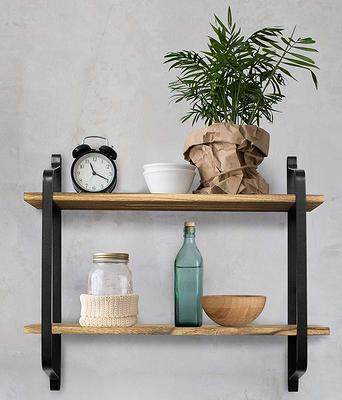 Brown Rustic Floating Wooden Shelf