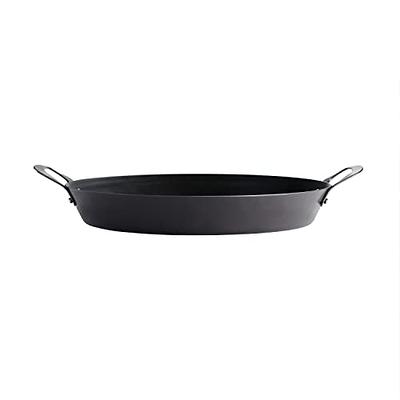 16 Inch Stainless Steel Frying Pan Paella Pan with 2 Sides Handles