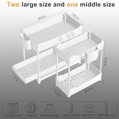 Sevenblue 3 Packs Under Sink Organizer, 2-Tier with Sliding Drawer,  Multi-Use Kitchen Organizers and Storage and Bathroom Cabinet Organizer  with Hooks and Hanging Cups, White - Yahoo Shopping