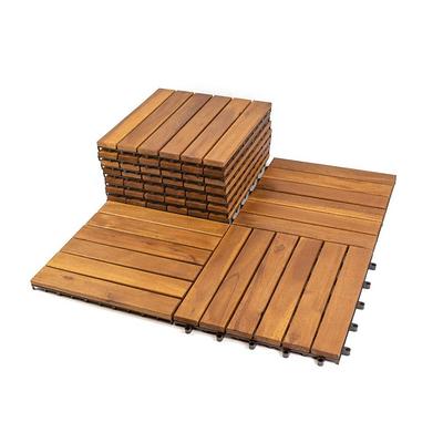 Smilemart 12 x 12 Interlocking Wood Flooring Tiles for Deck, Pack of 27, Brown Mats, Size: 12 x 12 x 1 inch (Large x W x Thickness)