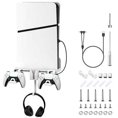 PS5 Slim Wall Mount Kit with Charging, PS5 Controller Charger, Floating  Shelf Wall Mount Vertical Stand for PS5 Slim, PS5 Wall Mount Accessories  with