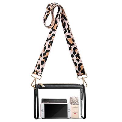 HULISEN Clear Crossbody Bag Stadium Approved, Clear Purse for Women Men,  Transparent Messenger Shoulder Handbag for Concert, Travel, Work, Sports  (Pink Leopard): Handbags