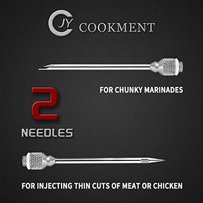 JY COOKMENT Meat Injector Syringe, 1-oz Marinade Flavor Injector with 2 Professional Needles,1 Cleaning Brushes