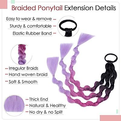 Black Ponytail Extensions, Black Hair on Elastic Band, Synthetic