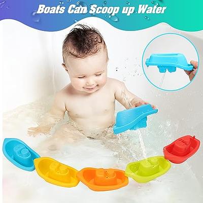 Bath Toys Floating Boat Train with Silicone Bath Toys, 9Pcs Mold