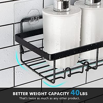 AKTECKE Corner Shower Caddy Shelf Rack: 2 Pack Adhesive Shower Organizer  Essentials - No Drilling Stainless Steel Shower Storage Rack with Hooks and