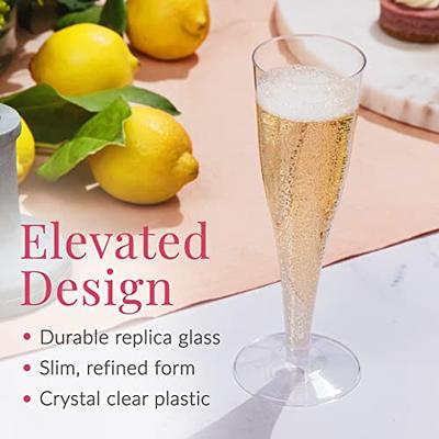 24pk Stemless Plastic Champagne Flutes - 9 Oz, Clear Plastic Wine Glasses, Shatterproof Mimosa Bar Supplies, Disposable Cocktail Glasses