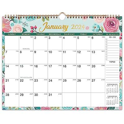  Calendar 2024-2024 Calendar, Jan. 2024 - Dec. 2024, 11 x 8.5,  Wall Calendar 2024 with Unruled Block, Hanging Hook : Office Products