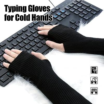 Facecozy Wool Blended Arm Warmers Fingerless Gloves for Women Knit Mitten Half Finger Gloves Wrist Warmers Typing Gloves