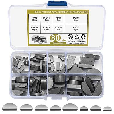 Eujgoov 140Pcs Parallel Drive, passfeder sortiment Key Stock Assortment SAE  Shaft Keys Stainless Steel Key Stock Keystock Assortment Round Ended