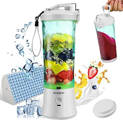 Portable Blender, Smoothie Blender with 16oz Travel Glass Cup and Lid  4000mAh Battery Strong Power Personal Size Blender USB Rechargeable Mini  Juicer