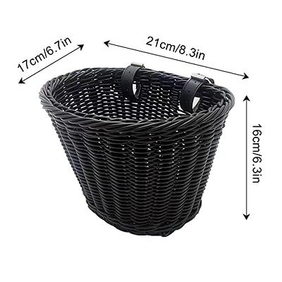 Bike Wicker Baskets Front Handlebar Bicycle Basket With Lid and Leather  Belt Easy to Install Bicycle Accessory Brown 