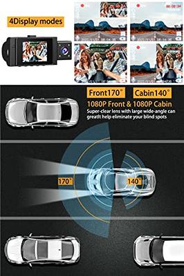 Dual Dash Cam Front and Inside 1080P Dash Camera for Cars IR Night Vision  Car Camera for Taxi Accident Lock Parking Monitor Support 256GB Max (Black)